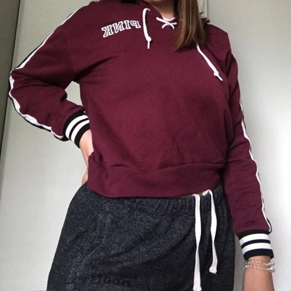 ❤️ VS Pink Maroon/purple Cropped Hoodie - Picture 2 of 6